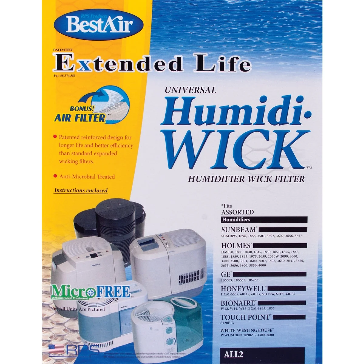 Classic Air Extended Life Humidi-Wick ALL2 Humidifier Wick Filter with Air Filter Healthy