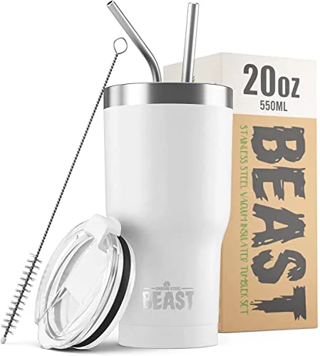 Verified Beast 20 oz Tumbler Stainless Steel Vacuum Insulated Coffee Ice Cup Double Wall Travel Flask Relaxed