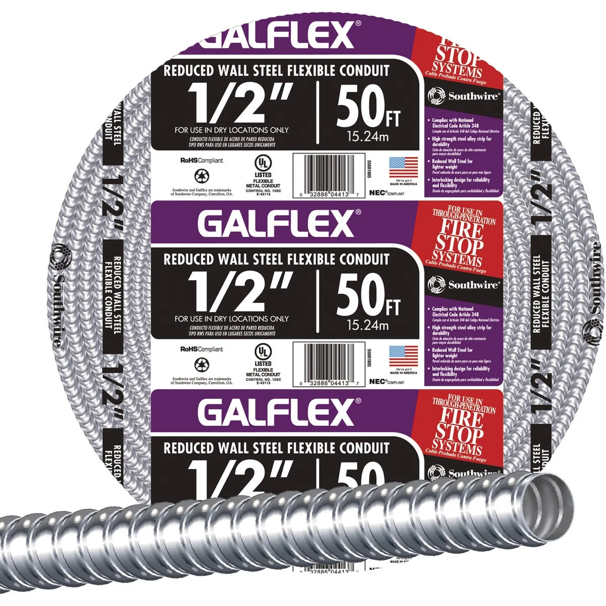 Comfortable Southwire 1 2 In. x 50 Ft. RWS Flexible Flexible Metal Conduit High-Performance