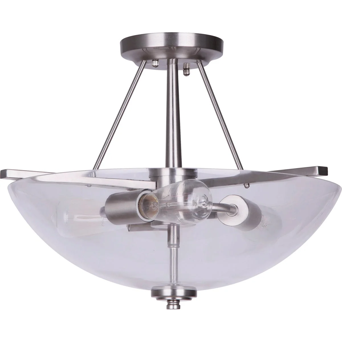 Proven Home Impressions 15 In. Brushed Nickel Semi-Flush Mount Ceiling Light Fixture Clear Glass Artisan