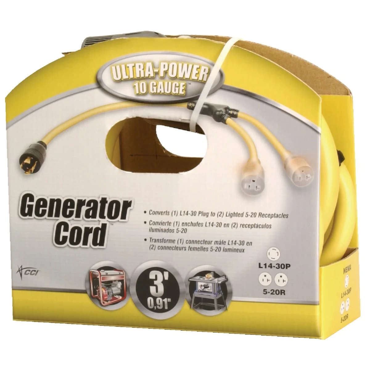 Refined Coleman Cable Ultra-Power 3 Ft. 10 4 Generator Cord Reliable
