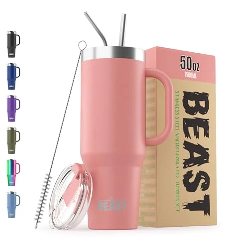 Advanced Beast 50 oz Tumbler with Handle Stainless Steel Vacuum Insulated Coffee Ice Cup Double Wall Travel Flask Relaxed
