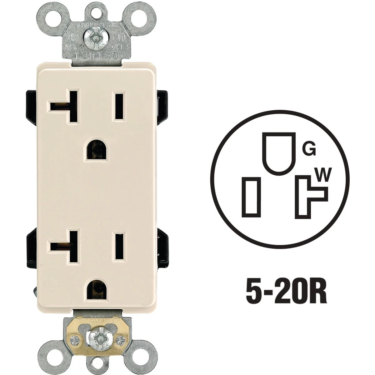 Flexible Leviton Decora Plus 20A Light Almond Residential Grade 5-20R Duplex Outlet Environmentally Friendly