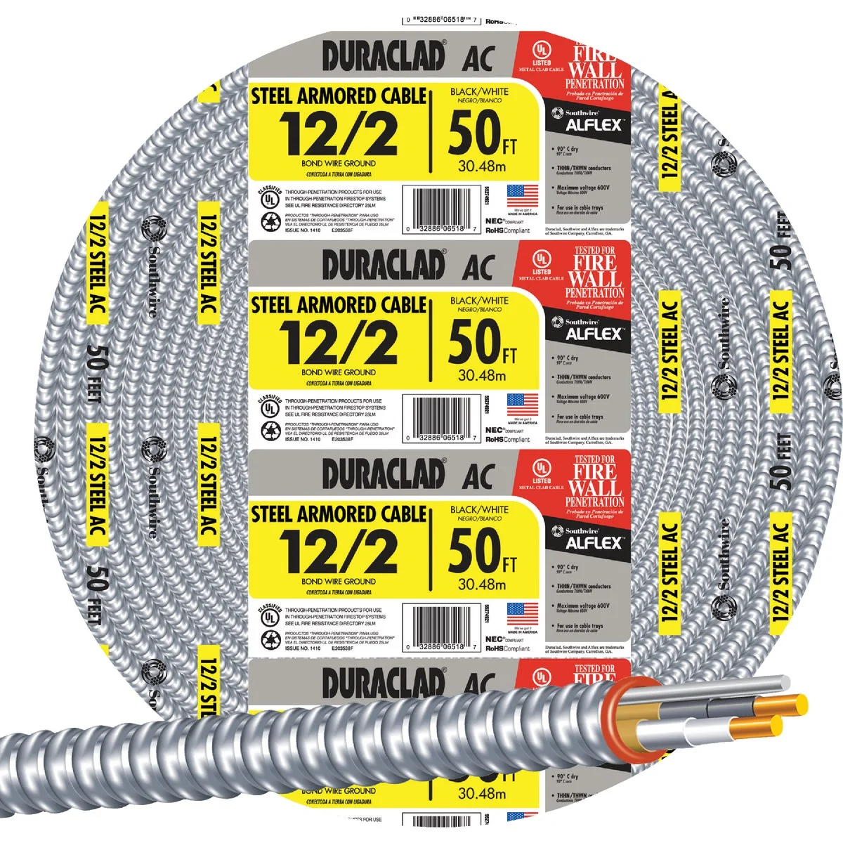 Reliable Southwire 50 Ft. 12 2 AC Armored Cable Electrical Wire Selected