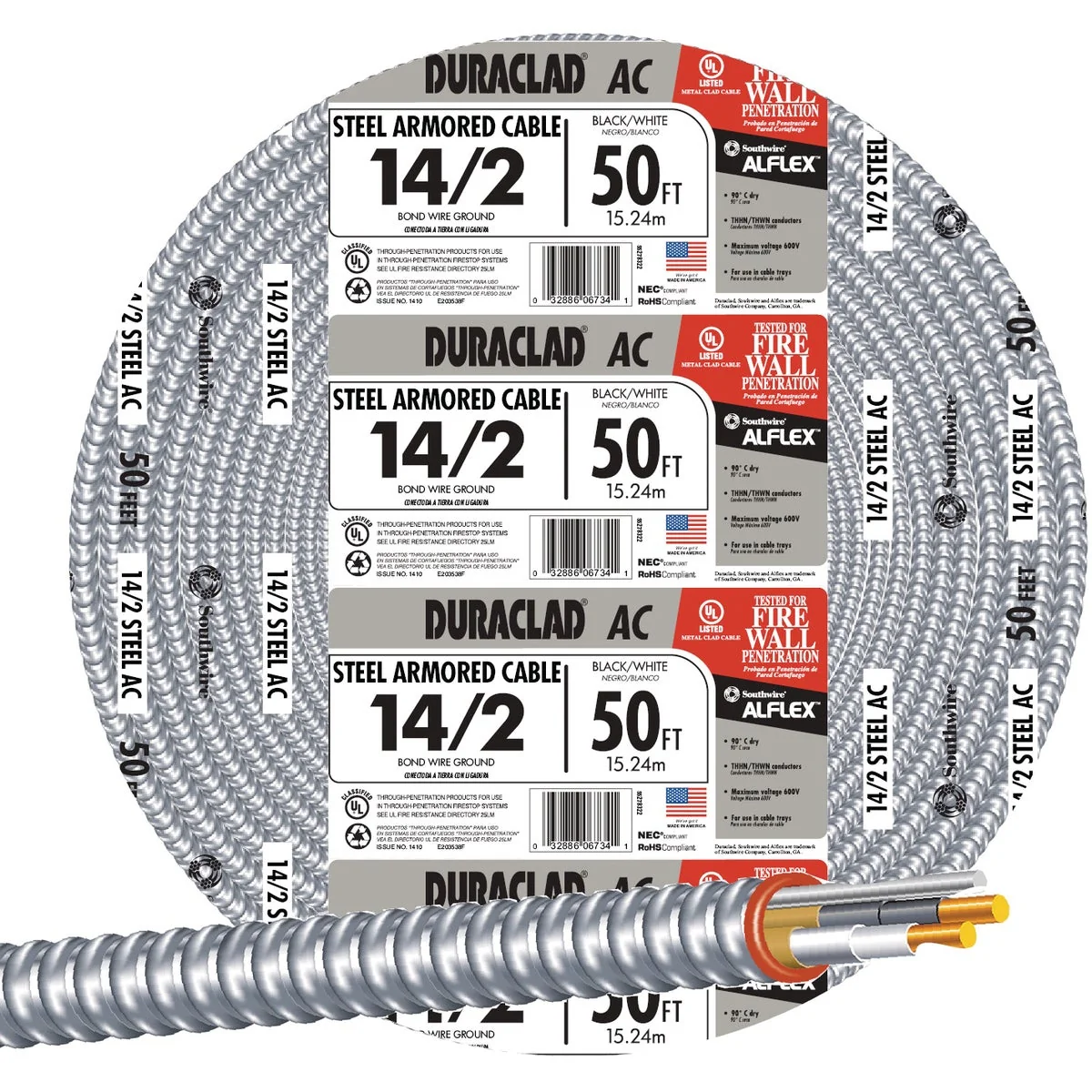 Clean Southwire 50 Ft. 14 2 AC Armored Cable Electrical Wire Proven