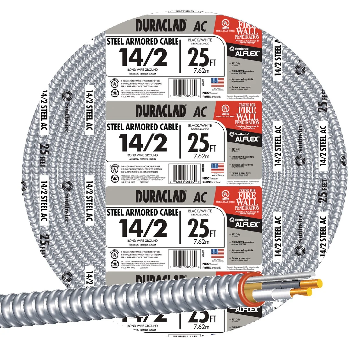 Enhanced Southwire 25 Ft. 14 2 AC Armored Cable Electrical Wire World-Class