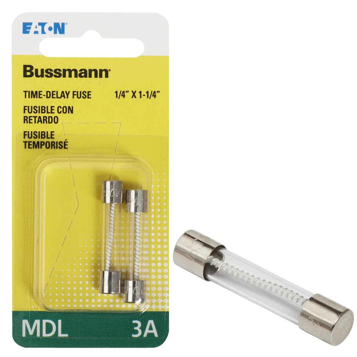 Clean Bussmann 3A MDL Glass Tube Electronic Fuse 2-Pack Premium