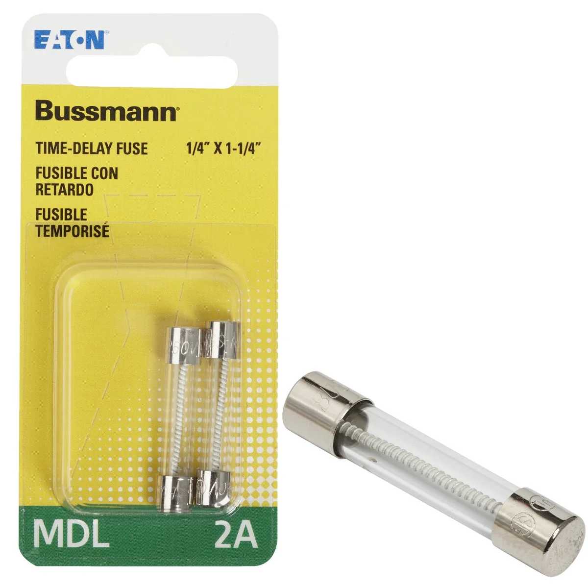 Practical Bussmann 2A MDL Glass Tube Electronic Fuse 2-Pack World-Class