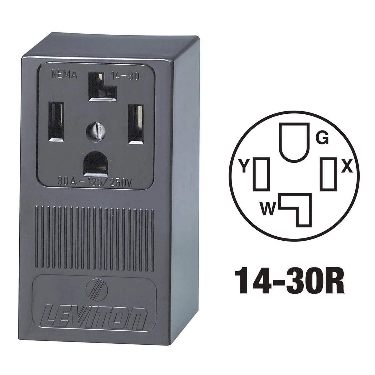 Fashionable Leviton 30A Surface Mount Black 14-30R 4-Wire Dryer Power Outlet Traditional