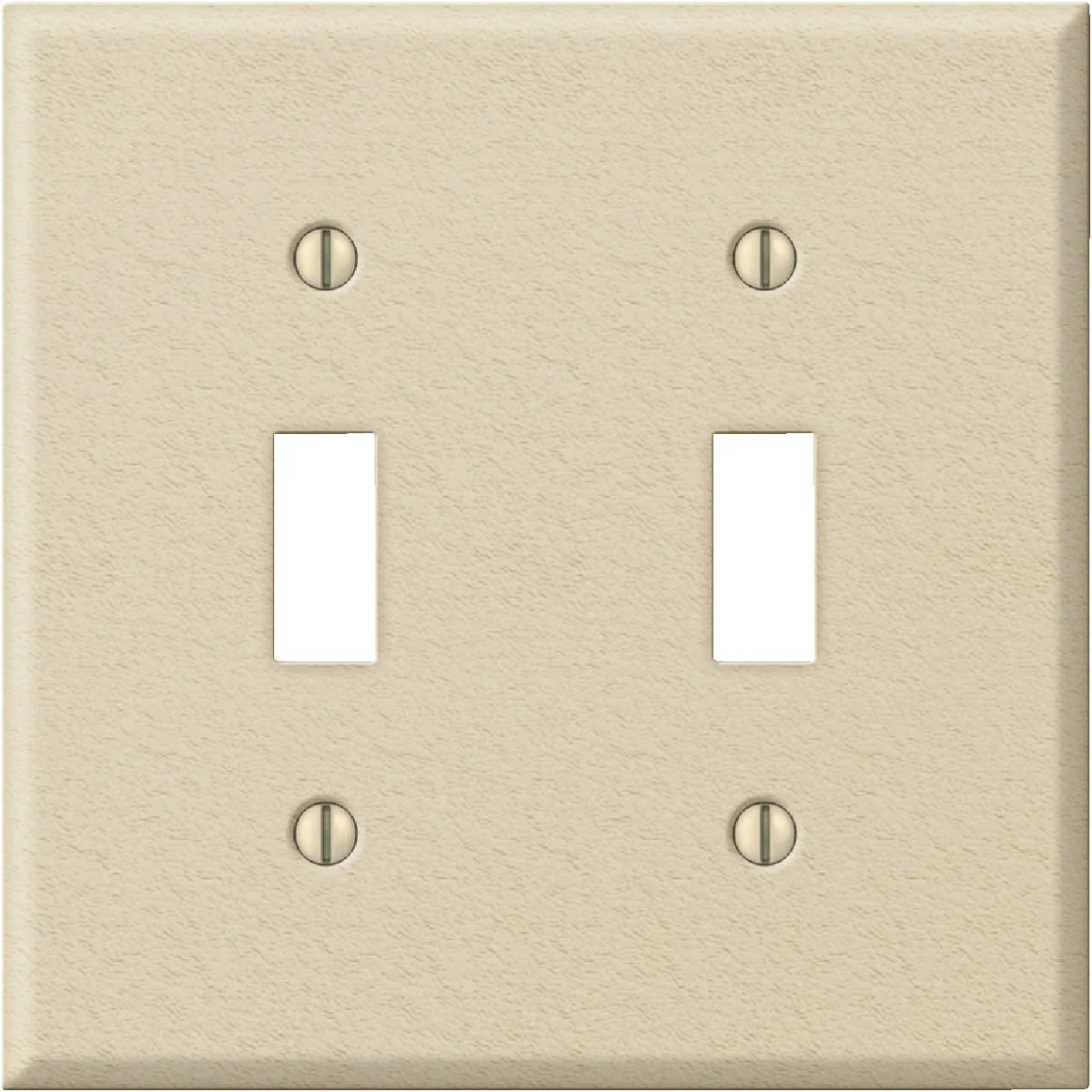 Stylish Amerelle PRO 2-Gang Stamped Steel Toggle Switch Wall Plate Ivory Wrinkle Secure