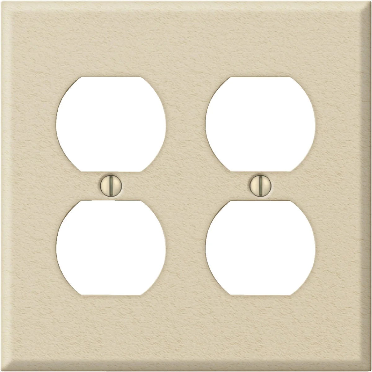 Reusable Amerelle PRO 2-Gang Stamped Steel Outlet Wall Plate Ivory Wrinkle Genuine
