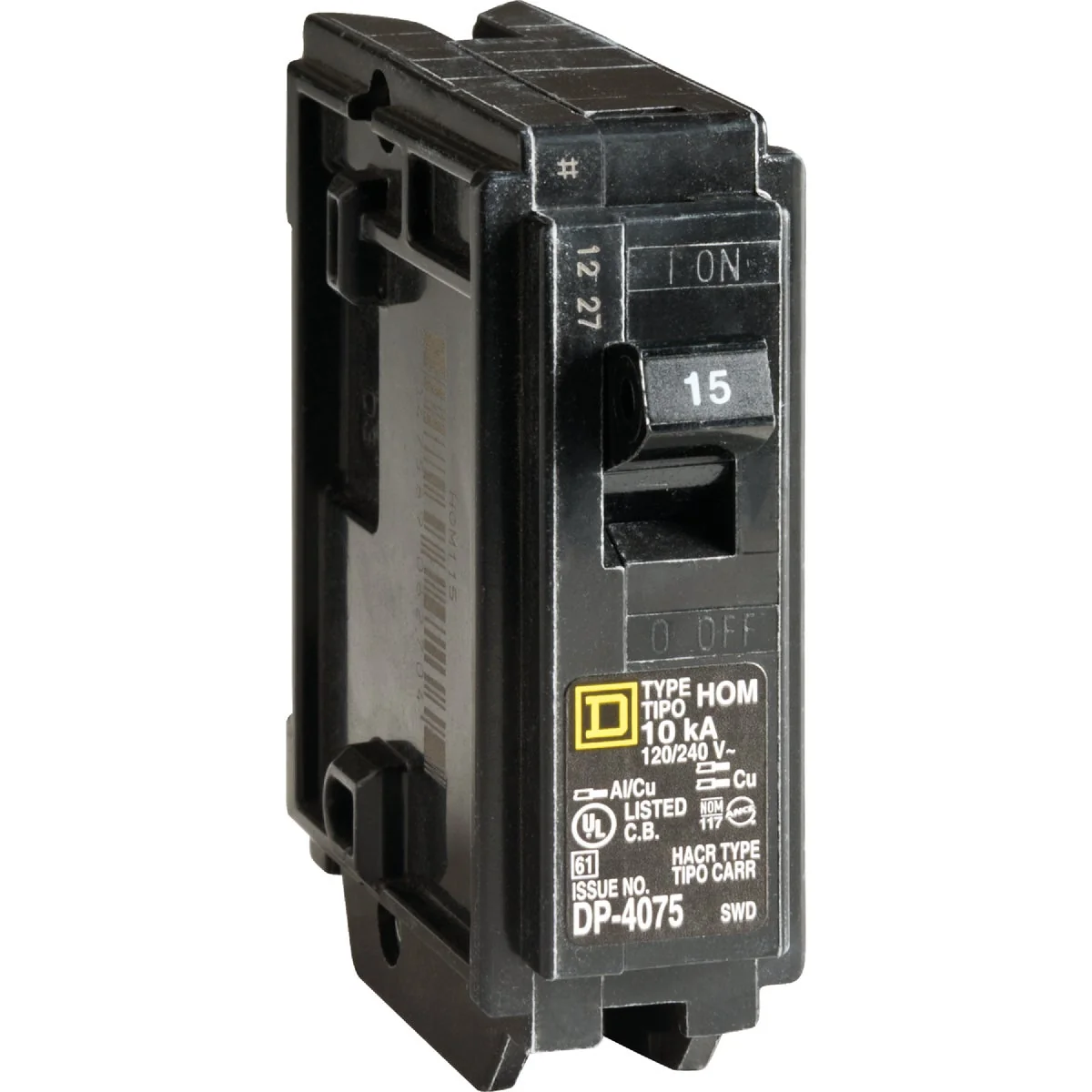 Dependable Square D Homeline 15A Single-Pole Standard Trip Circuit Breaker Reusable