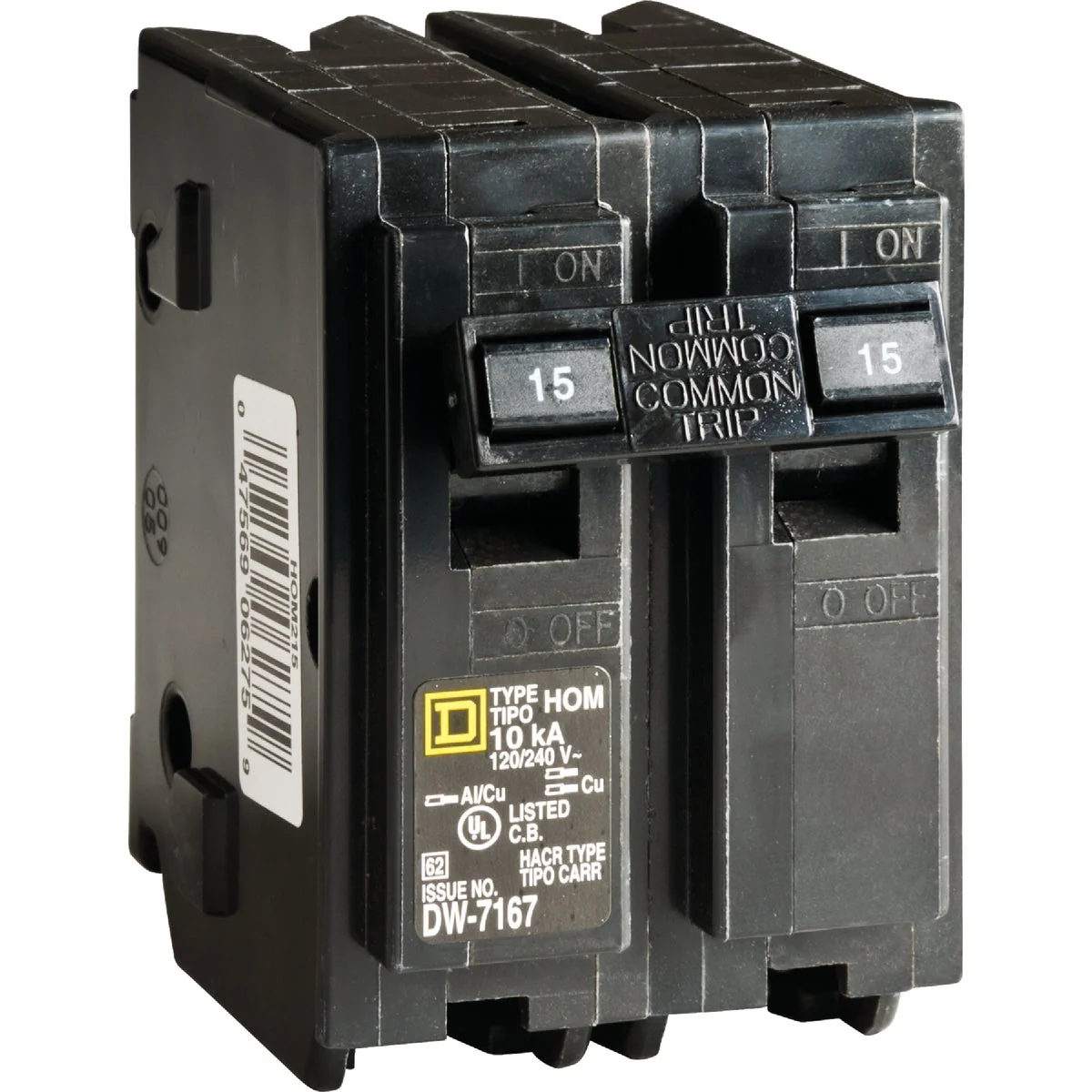 Versatile Square D Homeline 15A Double-Pole Standard Trip Circuit Breaker Long-Lasting