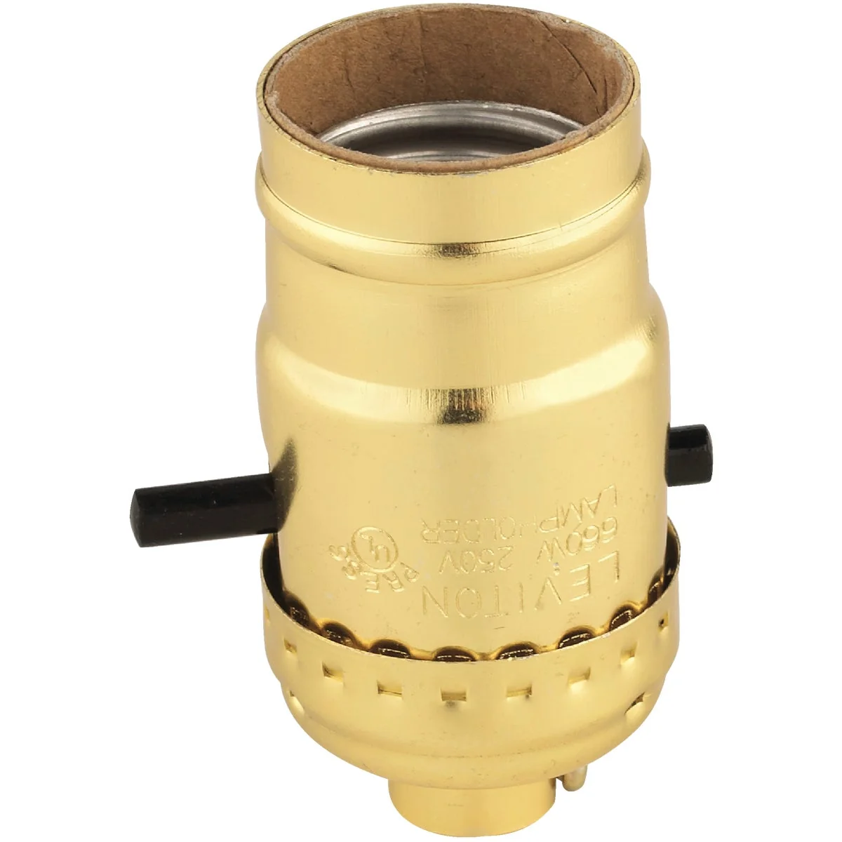 Exclusive Leviton Push-Button Medium Base Polished Gilt Lamp Socket Artisan