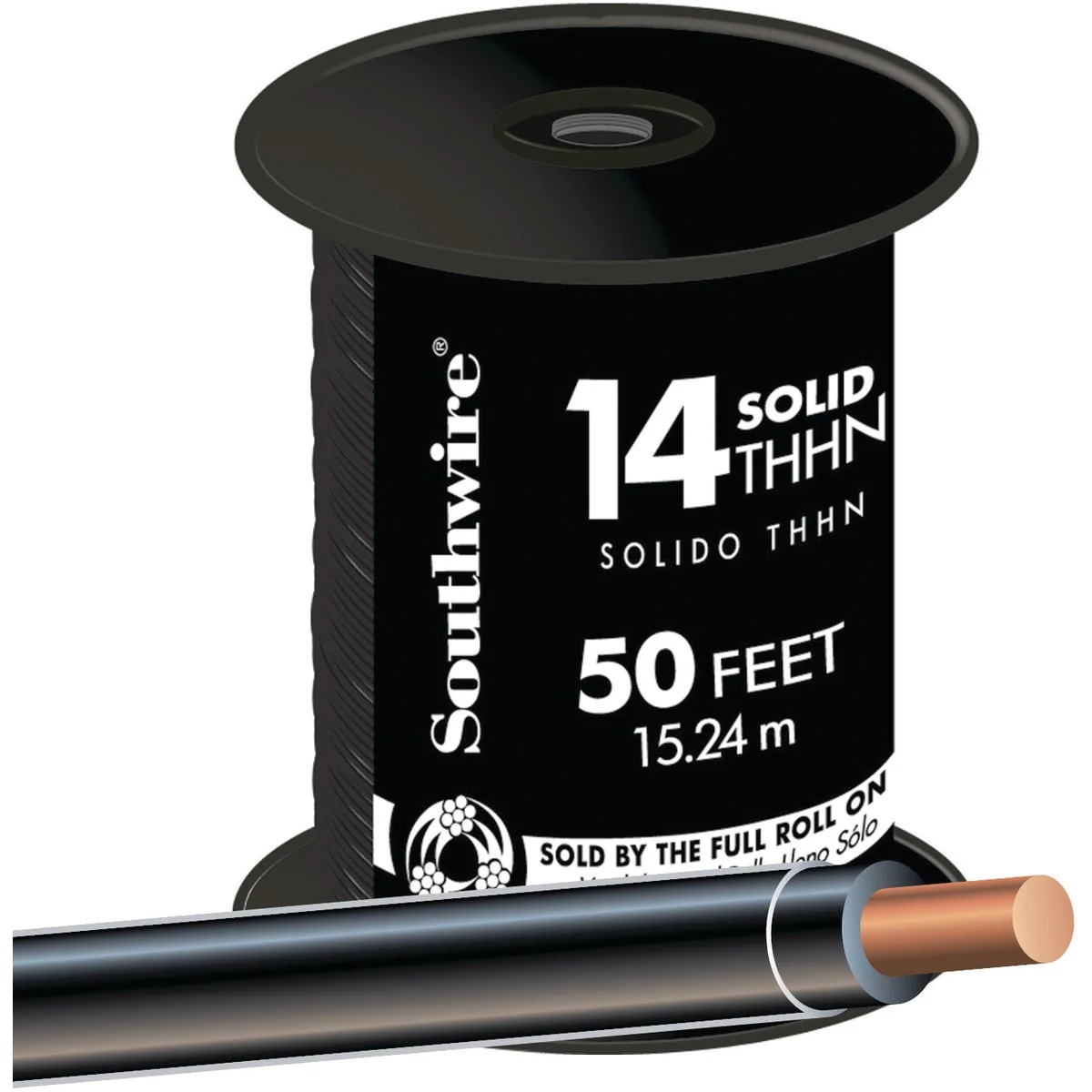 Proven Southwire 50 Ft. 14 AWG Solid Black THHN Electrical Wire Authentic