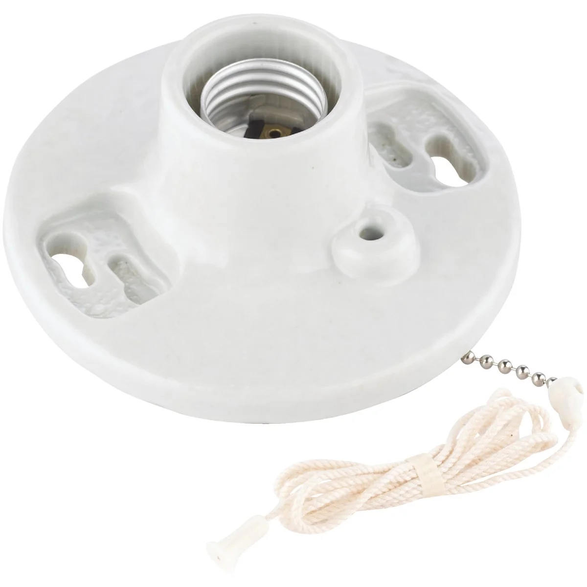Lightweight Leviton White Porcelain Incandescent Lampholder with Pull Chain Fashionable