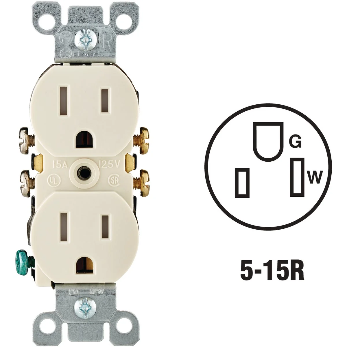 Advanced Leviton 15A Light Almond Tamper Resistant 5-15R Duplex Outlet Durable