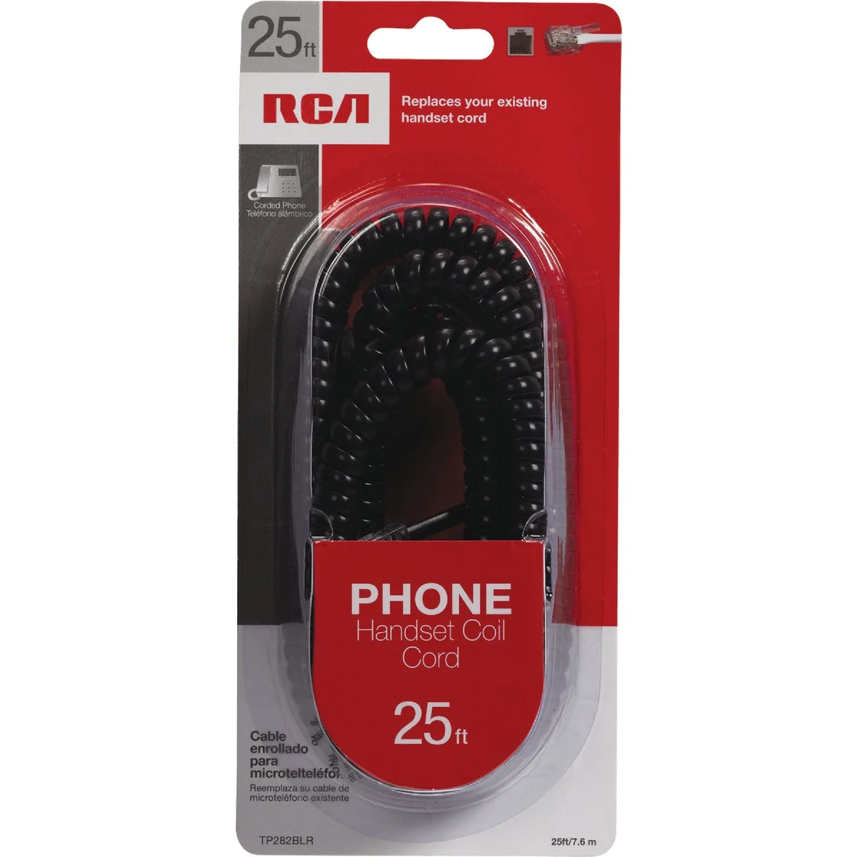 Easy-to-Use RCA 25 Ft. Black Phone Cord Practical