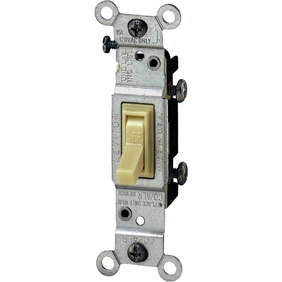 Exceptional Leviton Residential Grade 15 Amp Toggle Single Pole Grounded Switch Ivory Environmentally Friendly
