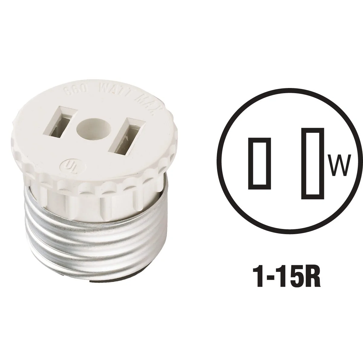 Reusable Leviton 600W 120V White Light Socket Adapter Professional