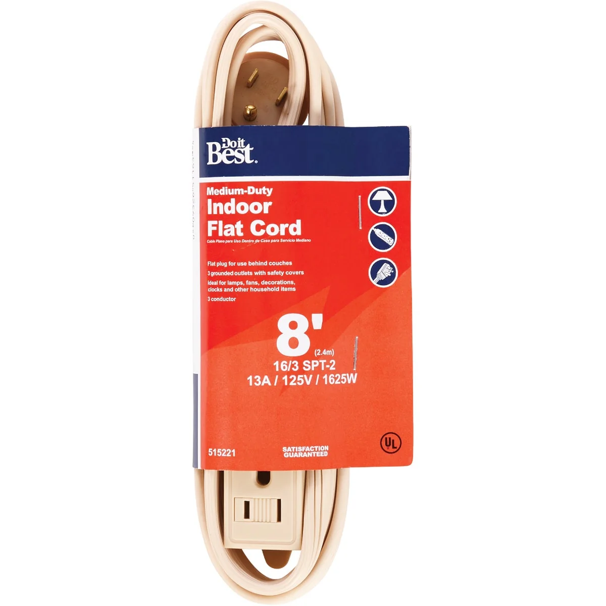 Consistent Do it 8 Ft. 16 3 Flat Plug Tan Extension Cord Exceptional