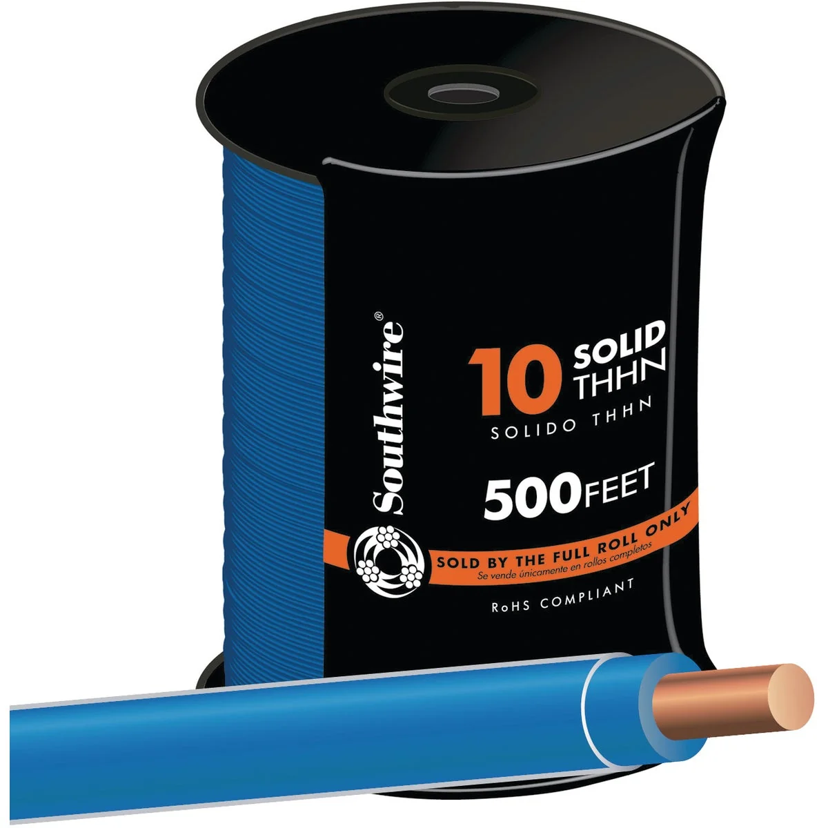 Authentic Southwire 500 Ft. 10 AWG Solid Blue THHN Electrical Wire Effective