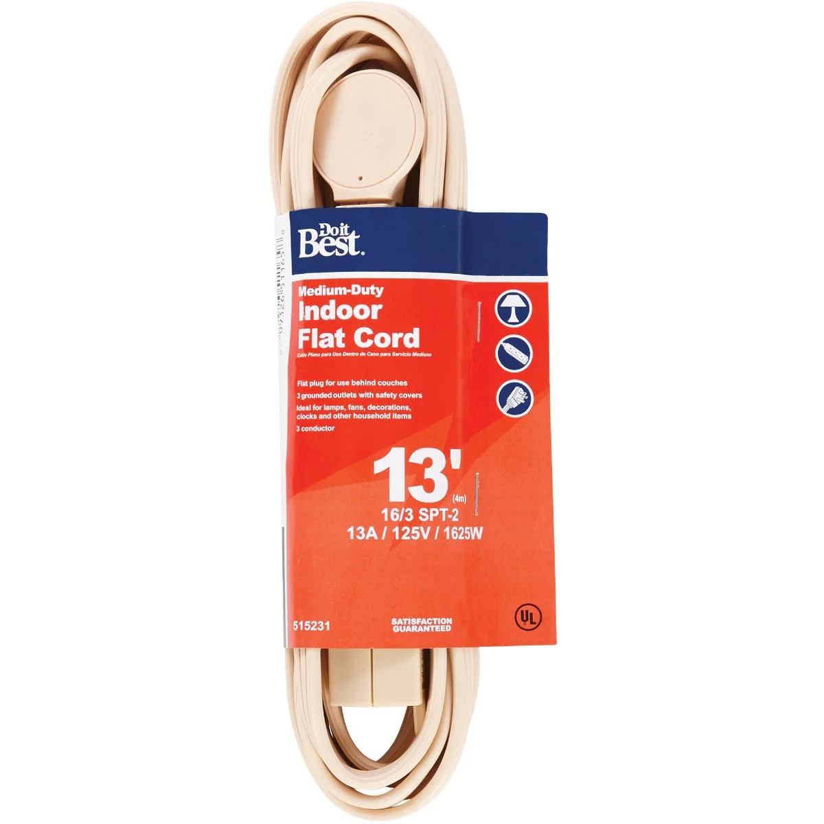 Effective Do it 13 Ft. 16 3 Flat Plug Tan Extension Cord Quality