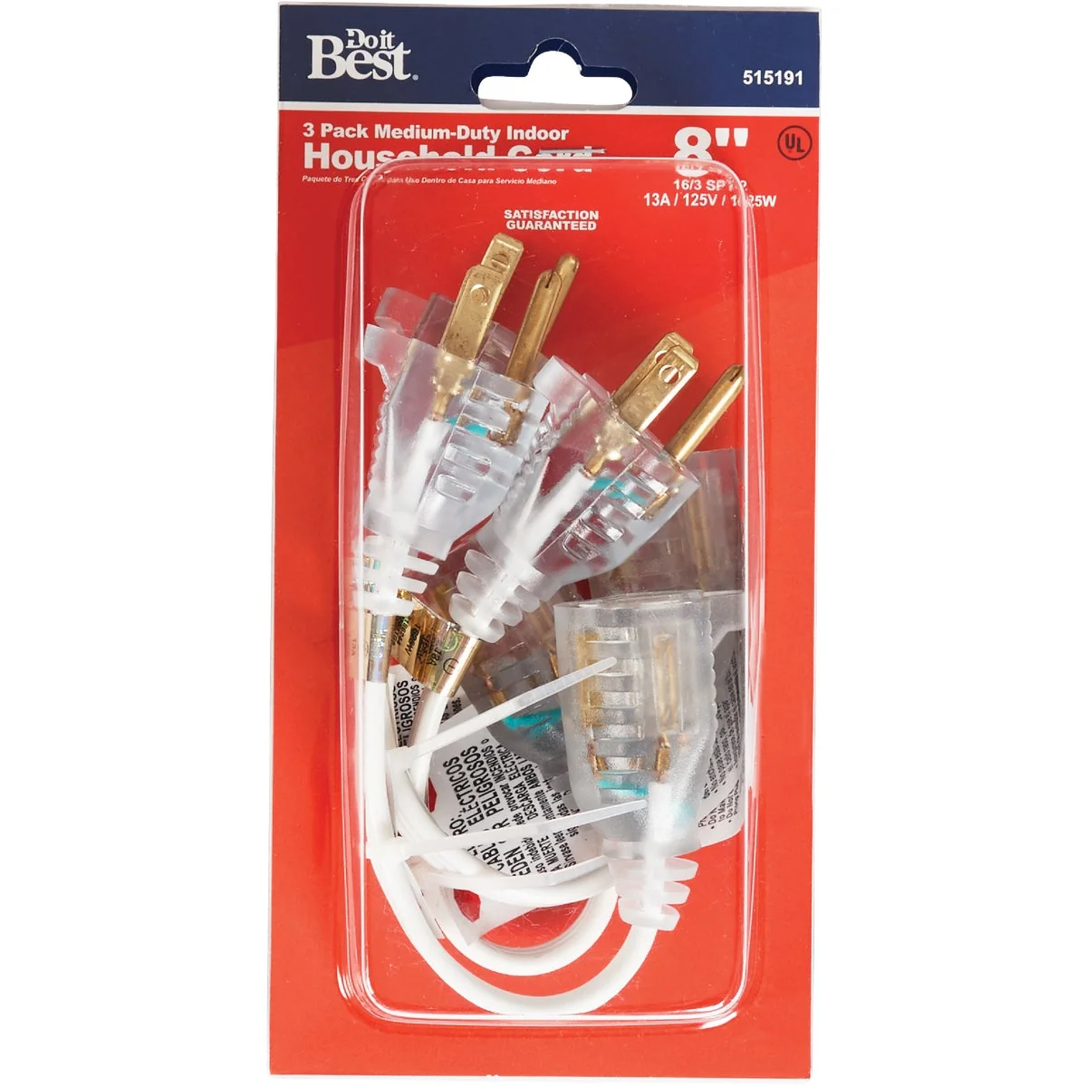 User-Friendly Do it 8 In. 16 3 Short Extension Cord Set 3-Pack Professional