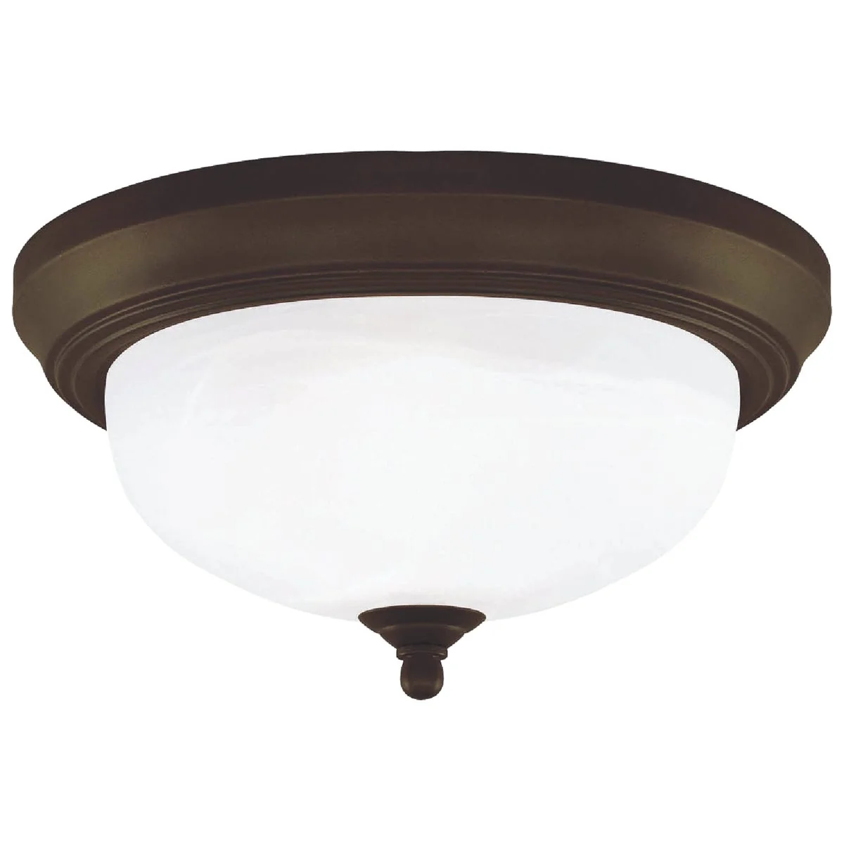 Premium Home Impressions 13 In. Oil Rubbed Bronze Incandescent Flush Mount Ceiling Light Fixture with Alabaster Glass Refined