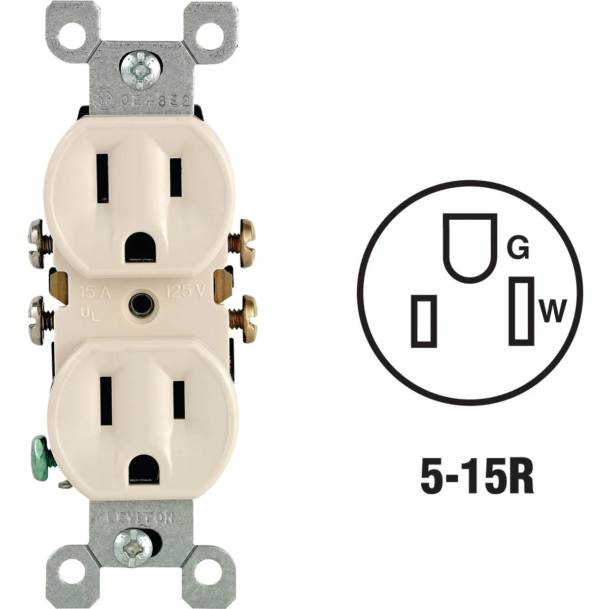 Smooth Leviton 15A Light Almond Shallow Grounded 5-15R Duplex Outlet Reliable
