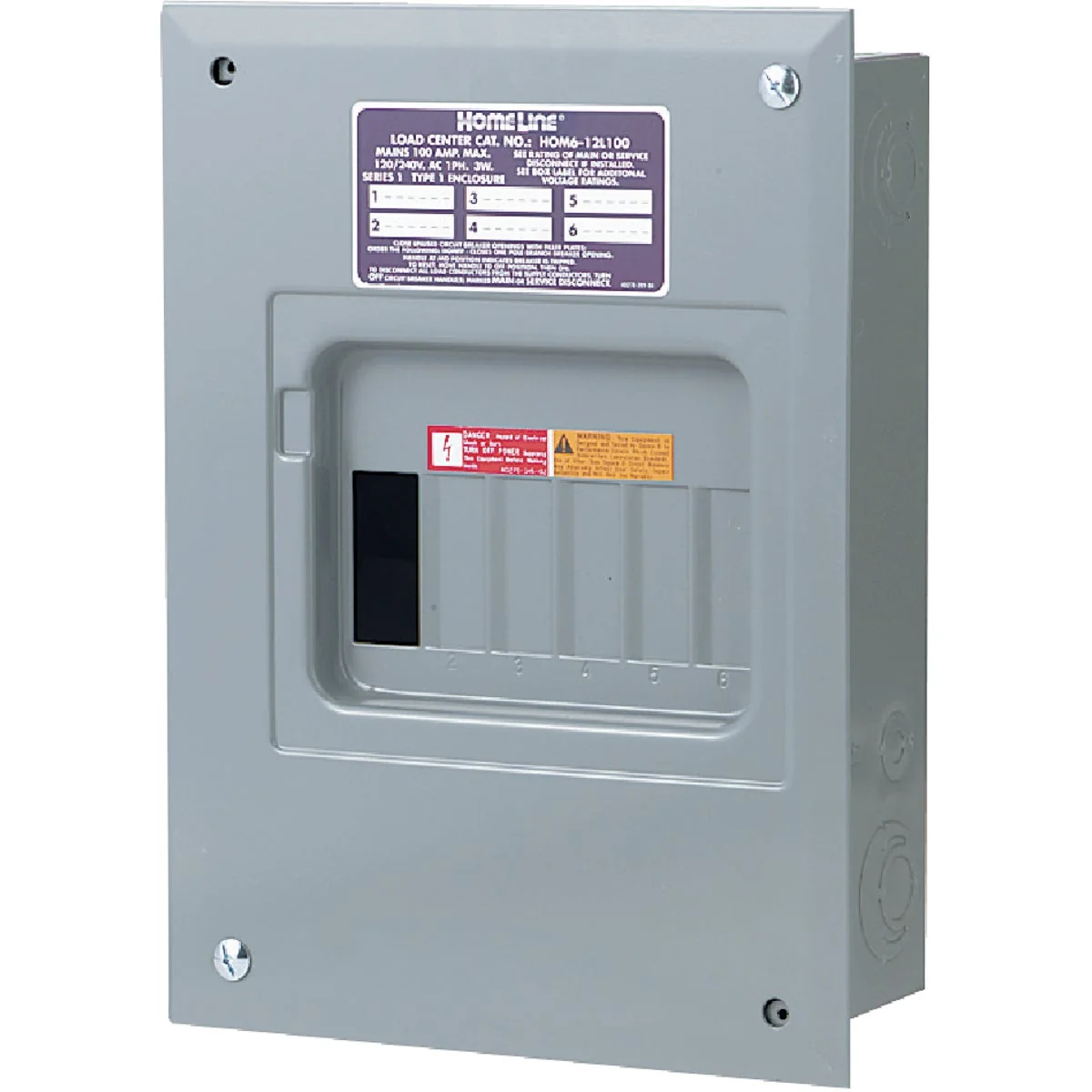 Reliable Square D Homeline 100A 6-Space 12-Circuit Indoor Main Lug Flush Mount Load Center Artisan