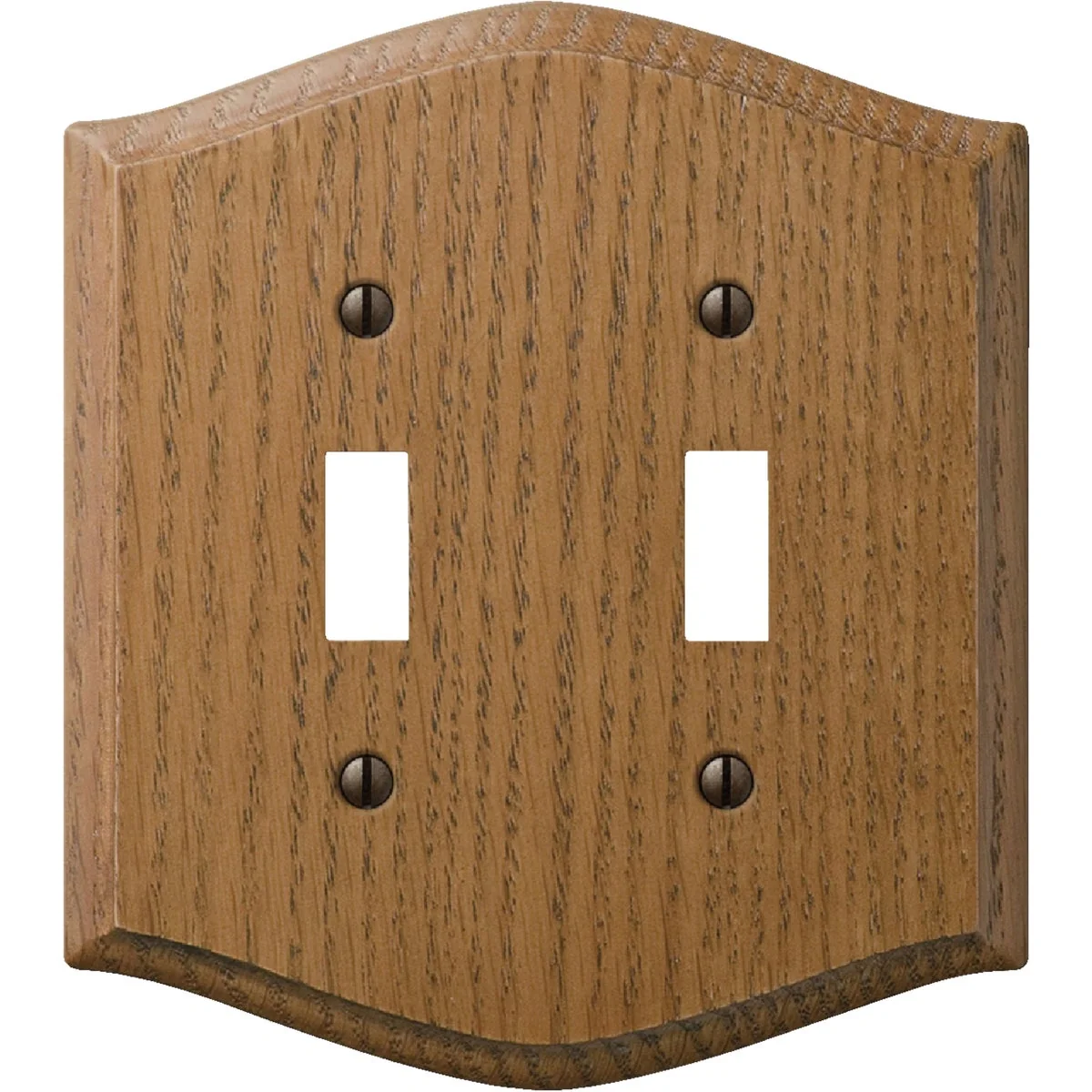 Refined Amerelle Country 2-Gang Solid Oak Toggle Switch Wall Plate Medium Oak Secure