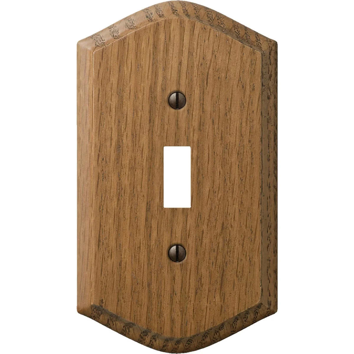 Clean Amerelle Country 1-Gang Solid Oak Toggle Switch Wall Plate Medium Oak Detailed