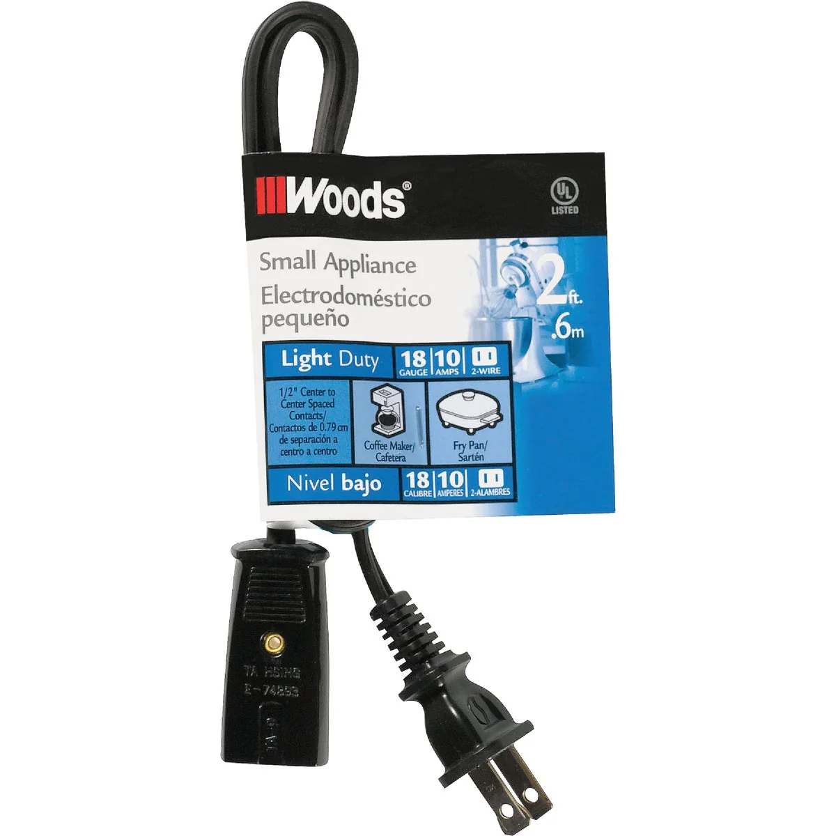 User-Friendly Woods 2 Ft. 18 2 10A Mini Plug Appliance Cord Green