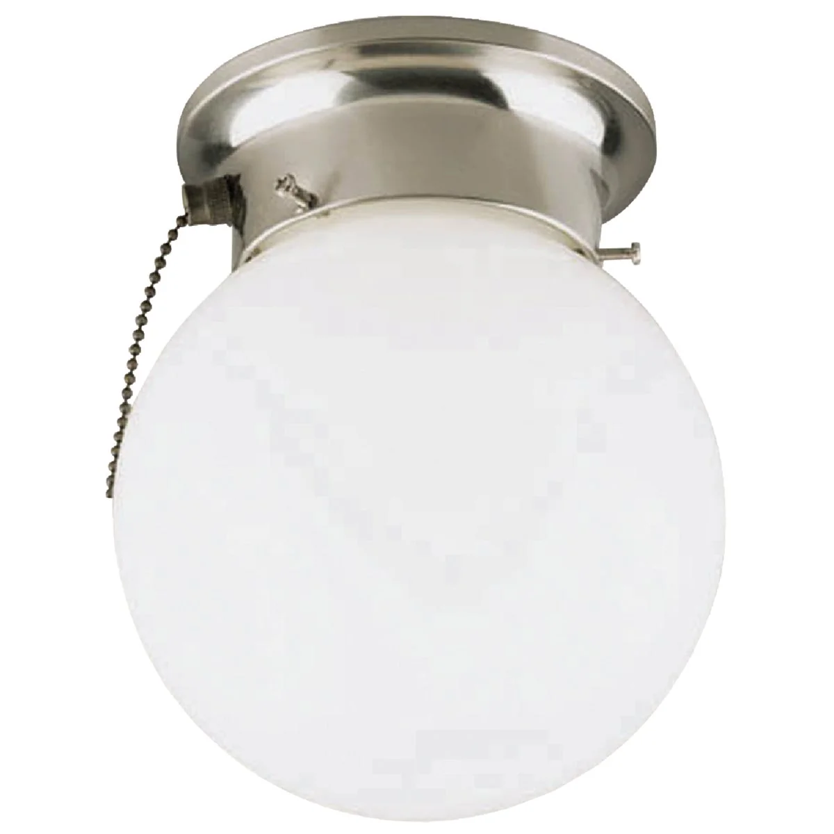Safe Home Impressions 6 In. Brushed Nickel Incandescent Flush Mount Ceiling Light Fixture with Pull Chain First-Class