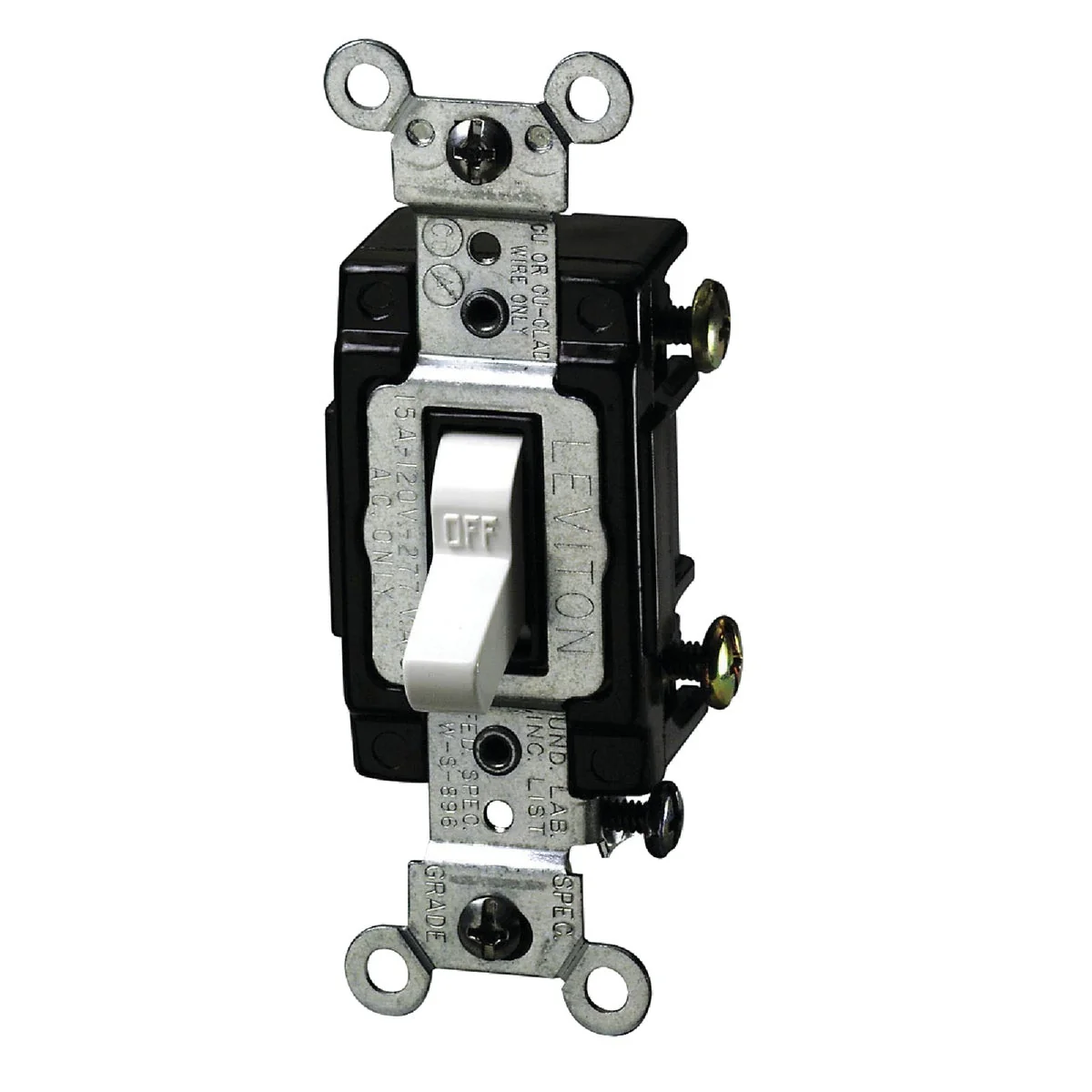 Outstanding Leviton Commercial Grade 15 Amp Toggle Single Pole Switch White Contemporary