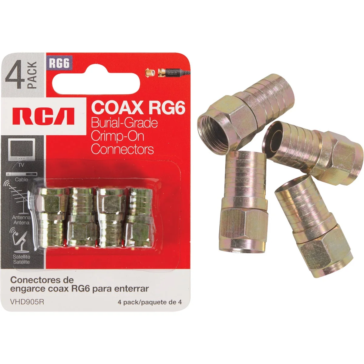 Exceptional RCA RG6 F-Connector 4-Pack Soft