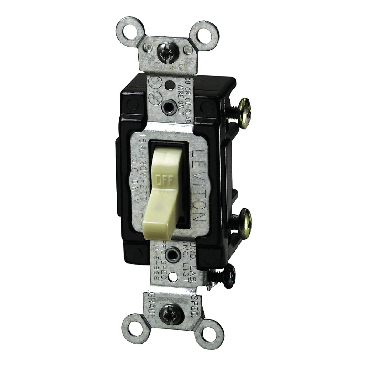 Convenient Leviton Commercial Grade 15 Amp Toggle Single Pole Switch Ivory Premium Material