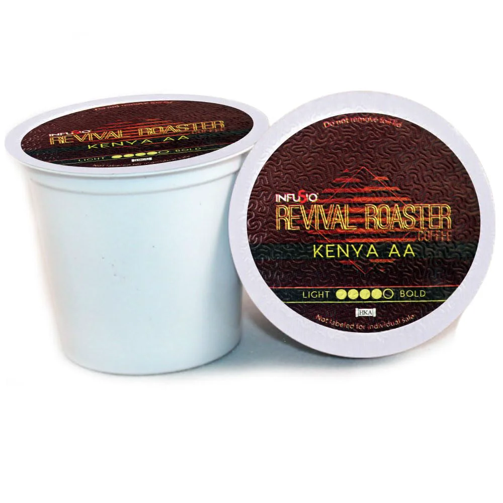 Recyclable InfuSio Coffee Pods – 96 Count Kenya AA Dark Roast Coffee Single Serve Coffee Pods for Keurig K Cup® Brewers Compatible with Keurig 2.0 Brewers Pure
