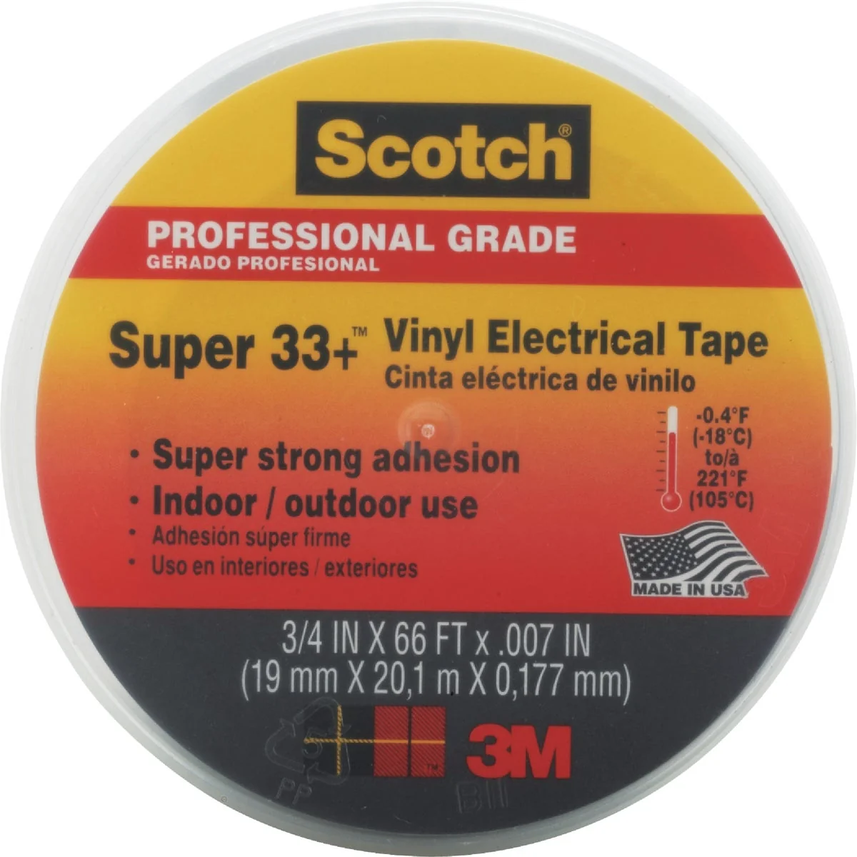 Elite 3M Scotch General Application 3 4 In. x 66 Ft. Vinyl Plastic Electrical Tape Environmentally Friendly