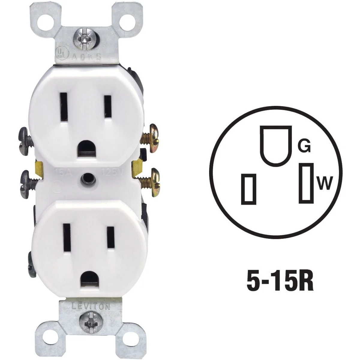 Comfortable Leviton 15A White Shallow Grounded 5-15R Duplex Outlet Original