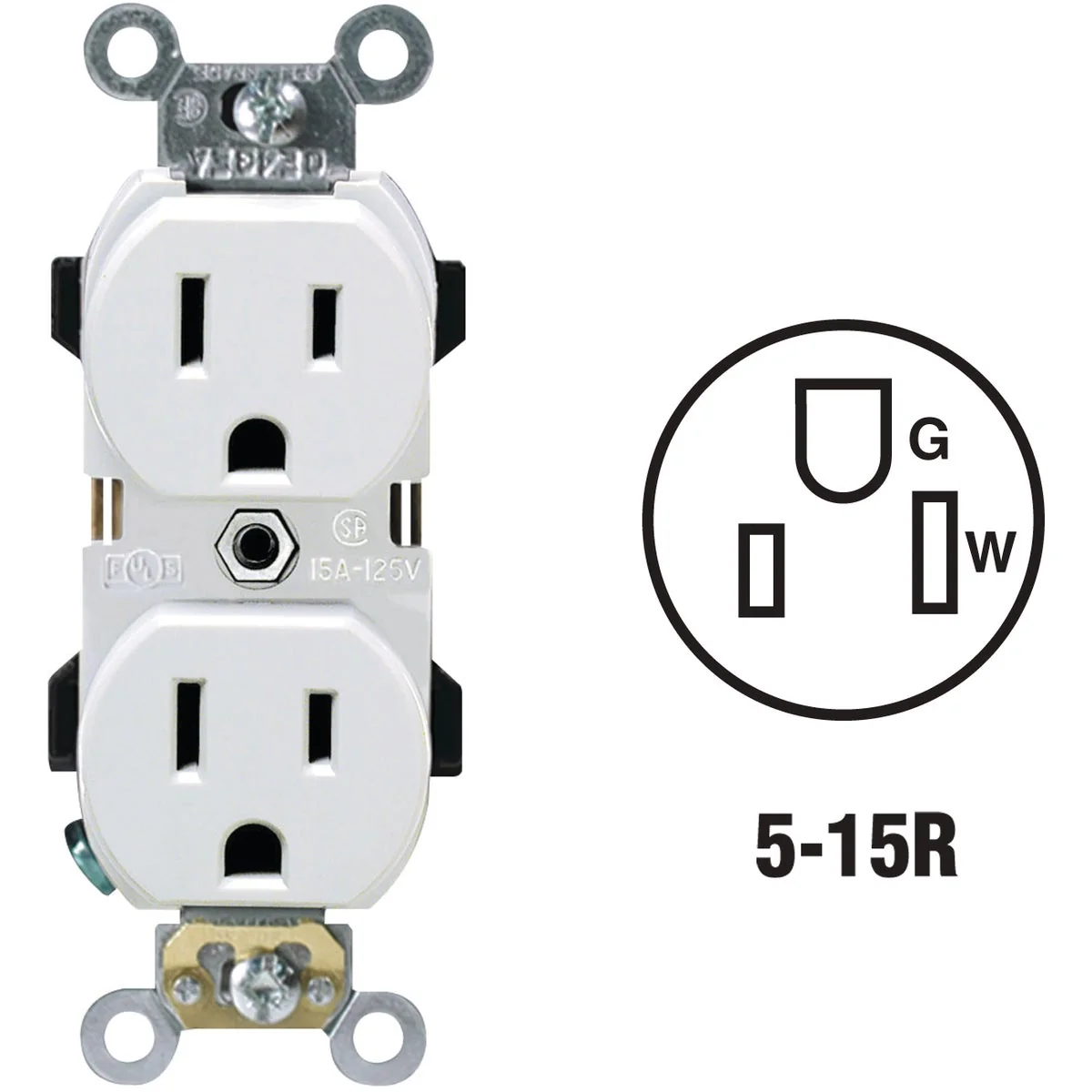 Effective Leviton 15A White Industrial Grade 5-15R Duplex Outlet Luxury