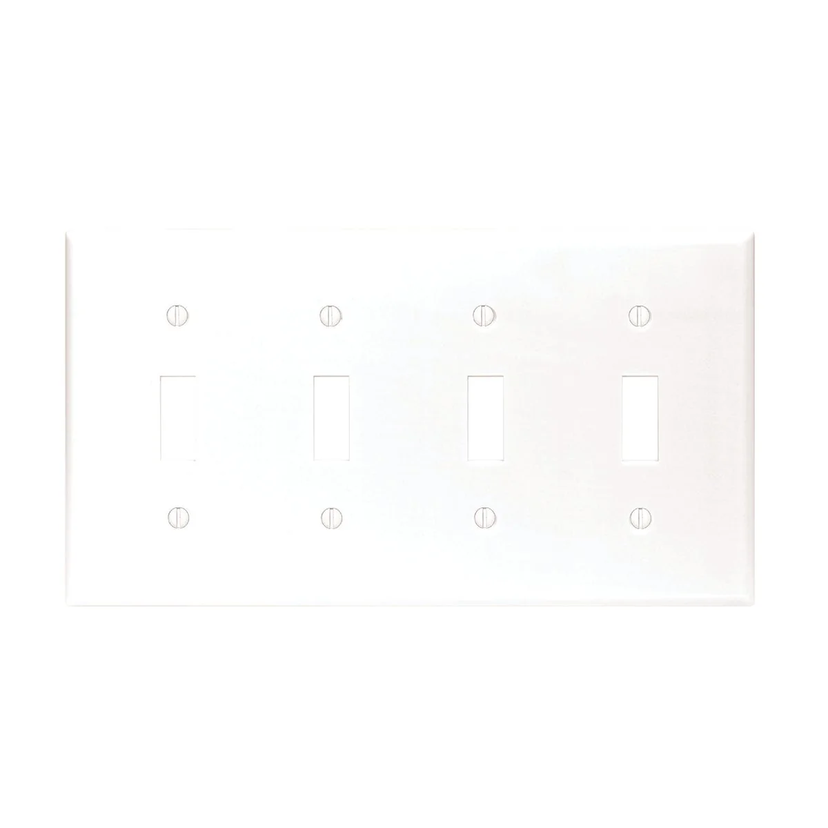 Sophisticated Leviton 4-Gang Plastic Toggle Switch Wall Plate White Elite