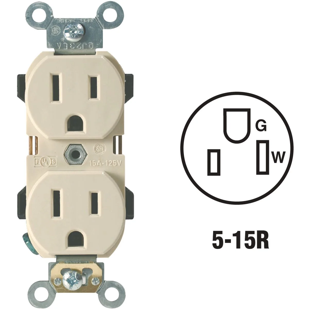 Official Leviton 15A Ivory Industrial Grade 5-15R Duplex Outlet Trusted