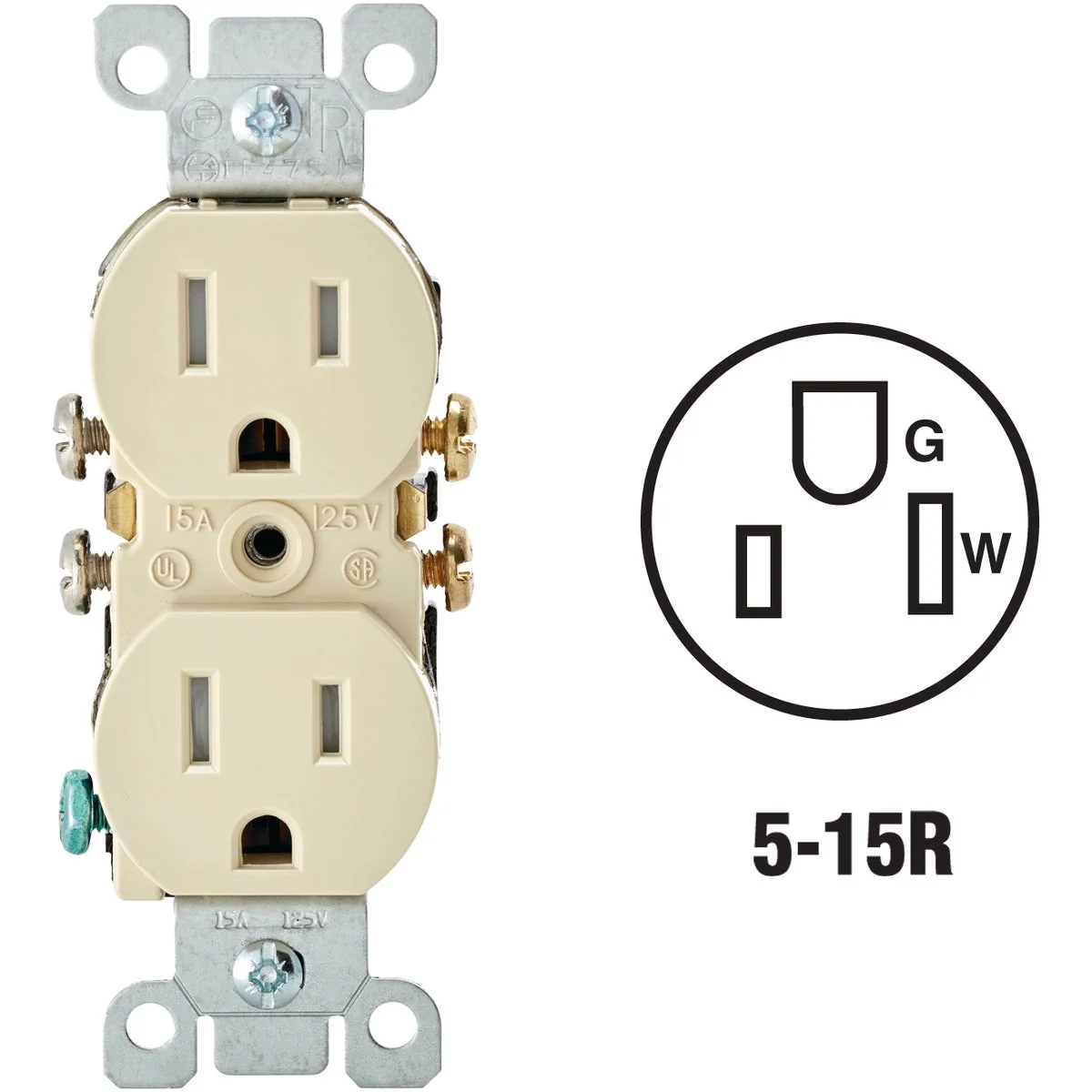 High-Quality Leviton 15A Ivory Tamper Resistant 5-15R Duplex Outlet Secure