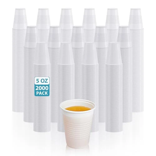 Professional 2000 Pack 5 oz White Plastic Cups 2000 Count Original Design