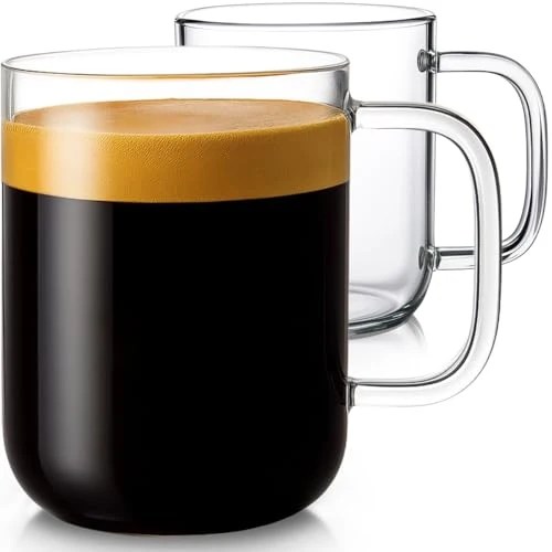 Fine 20oz Glass Coffee Mugs Set of 2 2 Count Prestigious