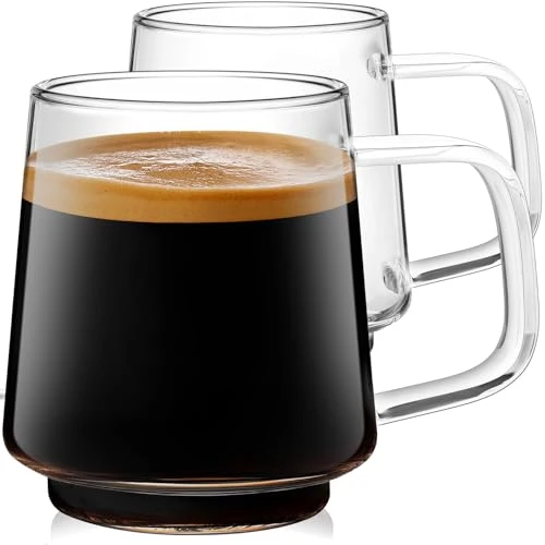 Secure 16oz Stackable Glass Mugs Set of 2 32 Count Next-Generation