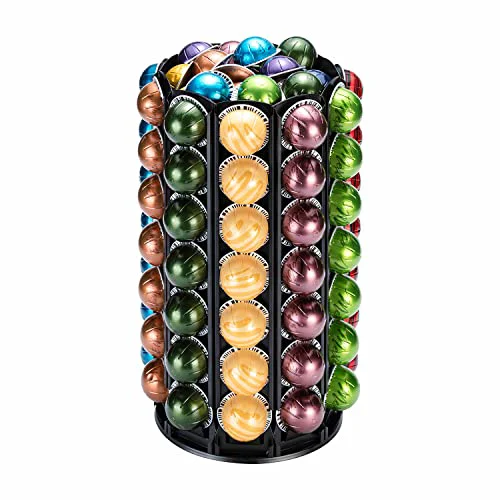 Flexible Vertuo Pod Carousel Holder 100 Pods Capacity Black Sturdy Metal 100 Count Exceptional