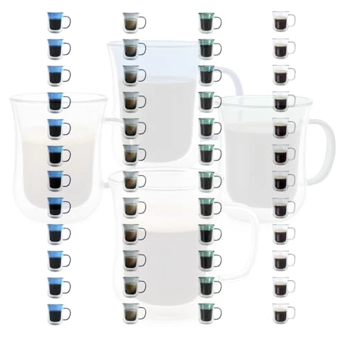 Excellent Double Walled Glass Coffee Mugs With Handle 48 Count Traditional